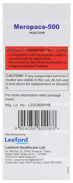 Meropace 500 MG Injection 10 ML